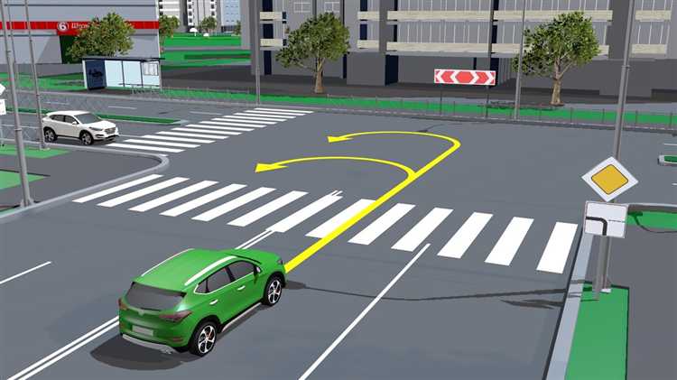 Разворот на перекрёстке с использованием полос поворота