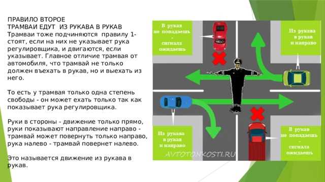 Общие правила поведения при опущенных руках регулировщика
