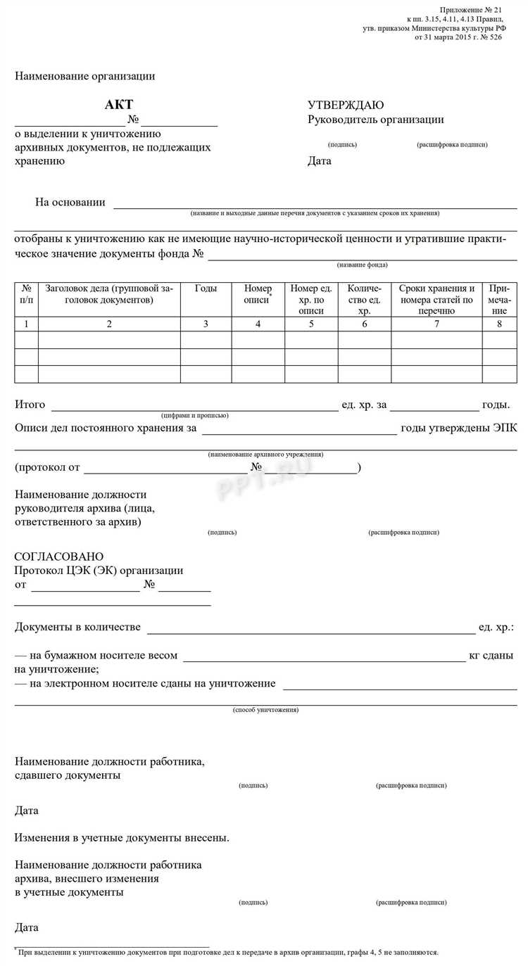 Правила согласования и утверждения акта уничтожения